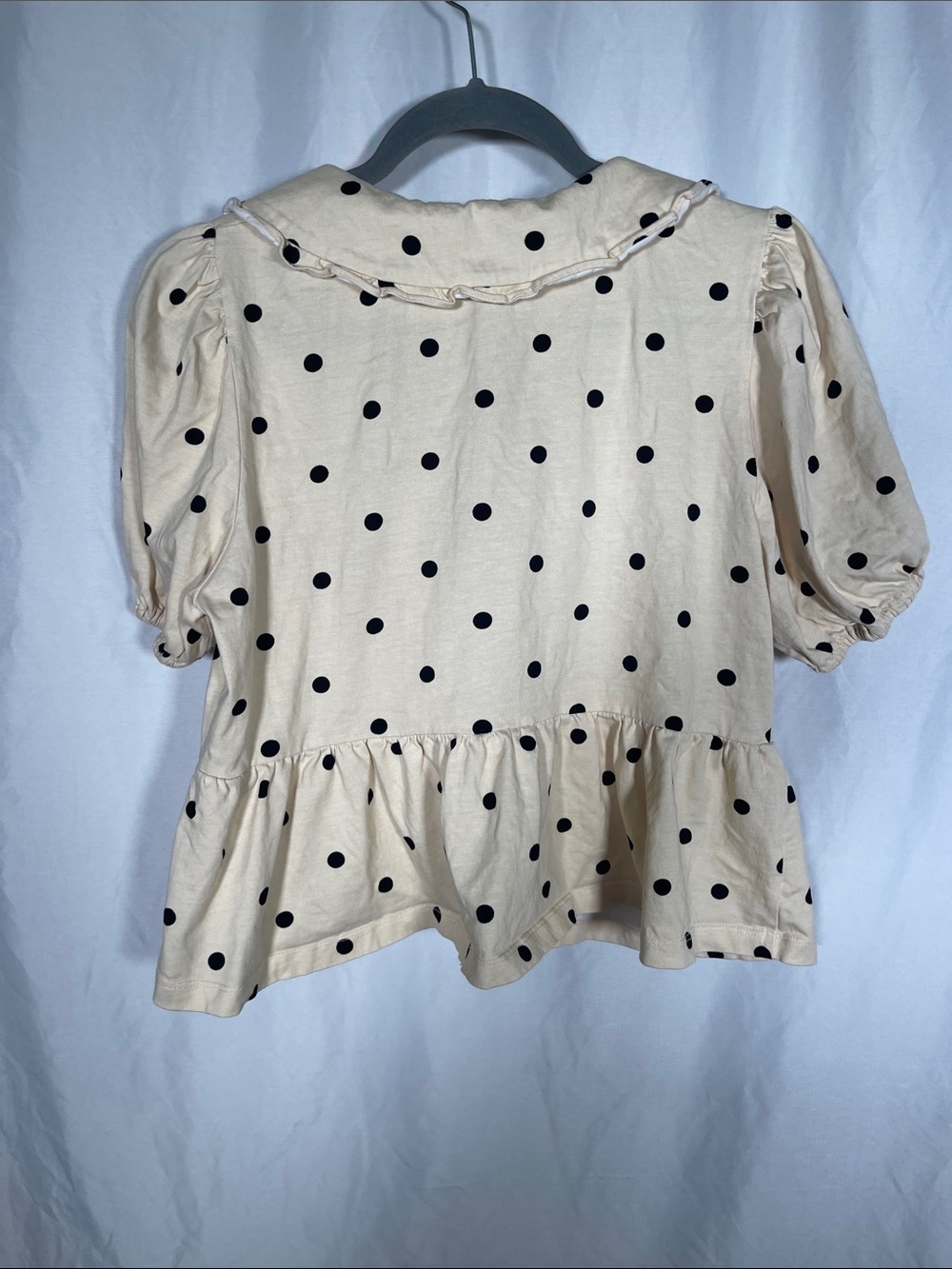 PORRIDGE ANTHROPOLOGIE WOMENS GWEN POLKA DOT SHORT SLEEVE PEPLUM BLOUSE MEDIUM - Picture 5 of 5